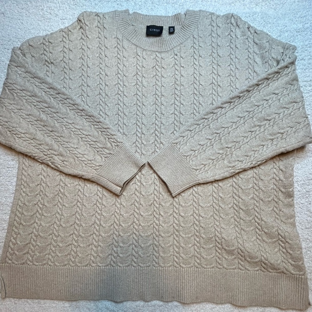 Cyrus Beige Cable Knit Sweater